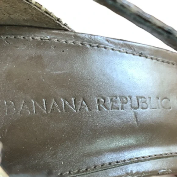 Banana Republic 3.5”Heels Faux Snakeskin Brown/Black w/Ankle strap Size 6.5 - Picture 5 of 6